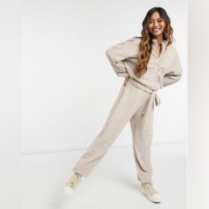 ASOS DESIGN Zip front taupe jumpsuit